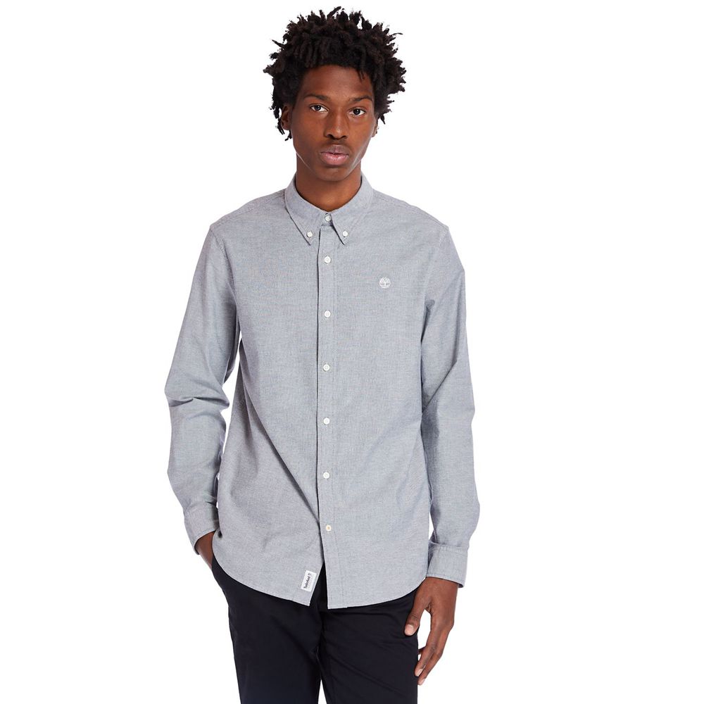 Camisa Timberland Hombre Pleasant River Stretch Oxford Gris - Chile FRG-608145